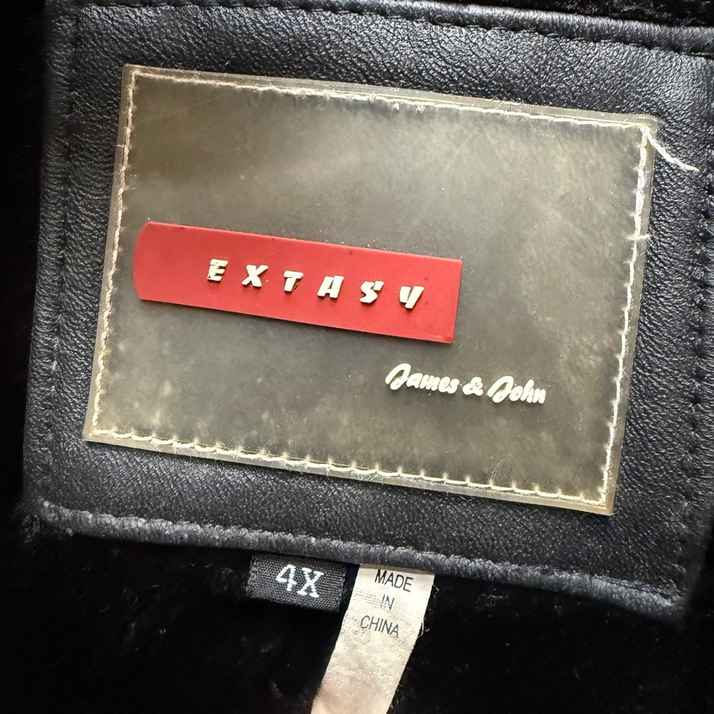 Extasy James & John Leather Bomber Jacket 4XL Tiger‎ Eagle Embroidered RARE Vtg - Picture 4 of 16